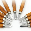 High Carbon Steel Wood Carving Woodworking Tools Chip Detail Chisel 12Pcs/Set