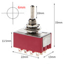 Toggle Switch ON/ON Latching DPDT Mini Rocker Switches 250VAC Solder Terminal