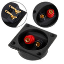 2pcs 2-Way Speaker Box Terminal Binding Post Square Screw Cup Connector Black