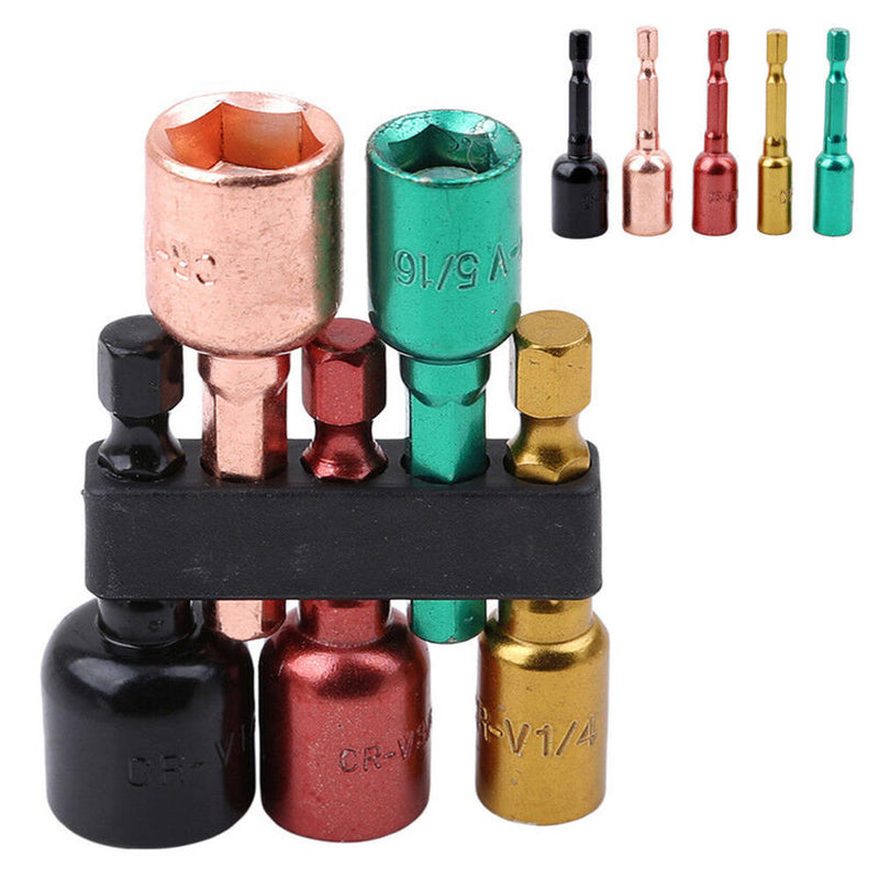 1/4 5/16 3/8-1/2 Drill Bit Socket Magnetic Nut Driver Set Hex Shank Adapter