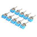 Mini Latching Toggle Switch SPST ON-OFF AC 6A 125V 2 Pin Flick BLUE