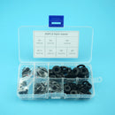 350pcs 7 Sizes Black Nylon Flat Washer Assortment Kit Set M2 M2.5/M3/M4/M5/M6/M8