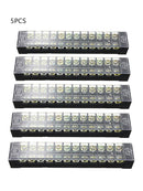 5* Double Rows 12 Position Covered Barrier Block Terminal Strip 600V 15A Nice