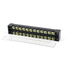 5* Double Rows 12 Position Covered Barrier Block Terminal Strip 600V 15A Nice