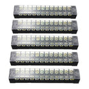 5* Double Rows 12 Position Covered Barrier Block Terminal Strip 600V 15A Nice