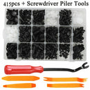415pcs Plastic Push Pin Rivets Fasteners Fender Bumper Clips & Screwdriver Piler