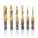 6PCS Hex Shank Titanium Threaded Drill Bit Set Composite Tap M3-M10 CV B
