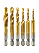 6PCS Hex Shank Titanium Threaded Drill Bit Set Composite Tap M3-M10 CV B