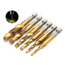 6PCS Hex Shank Titanium Threaded Drill Bit Set Composite Tap M3-M10 CV B