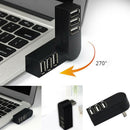 Mini 3 Port USB 3.0 Rotating Splitter Adapter Hub For PC Laptop Notebook Ma