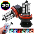 2-Pack LED Fog Lights Bulbs RGB 5050 27SMD 16 Color Car Headlight Fog Light Lamp