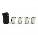 4Pcs Stainless Shot Glass Cup Drinking Mug Leather Cover Case Set Newest Useful