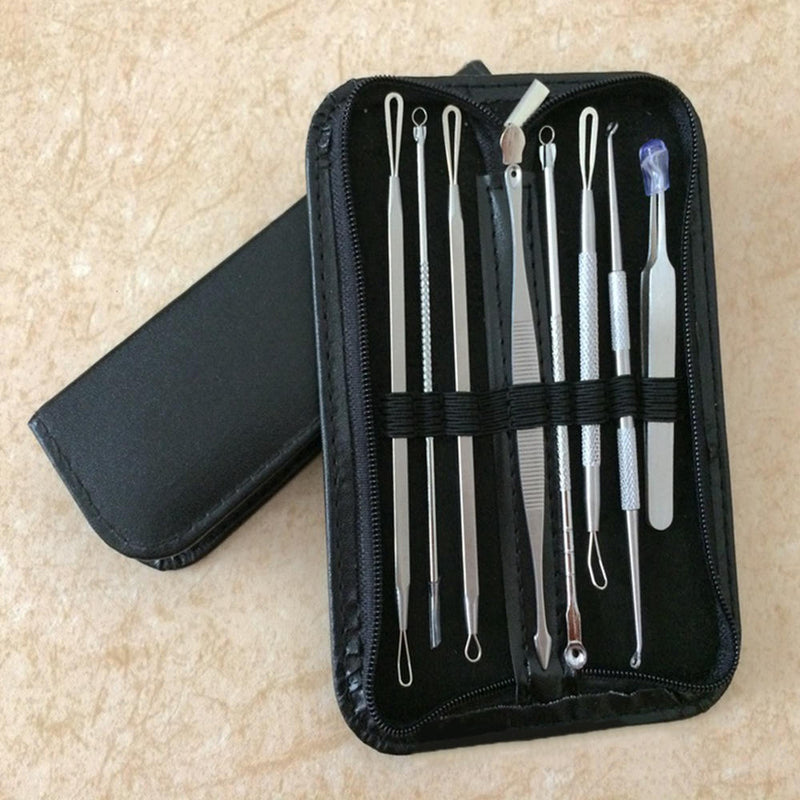 8Pcs/Set Trendy Blackhead Acne Pimple Blemish Extractor Remover Tools Best Kit