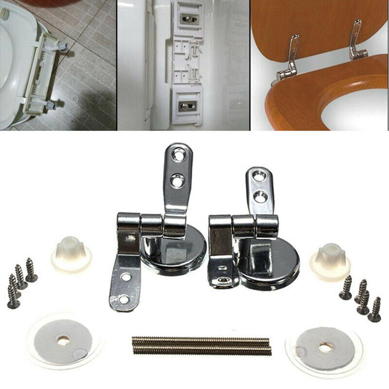 1 Set Toilet Seat Hinge With Fittings Mountings Chrome with Fittings