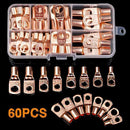 New 60PCS SC Tinned Copper Lug Ring Wire Connectors Bare Cable Terminal Set