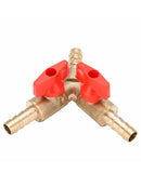 3Way Tee Brass Y Shut off Ball Valve 5/16" 8mm Barb Fuel Gas Oil Valve Clamp