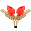 3Way Tee Brass Y Shut off Ball Valve 5/16" 8mm Barb Fuel Gas Oil Valve Clamp