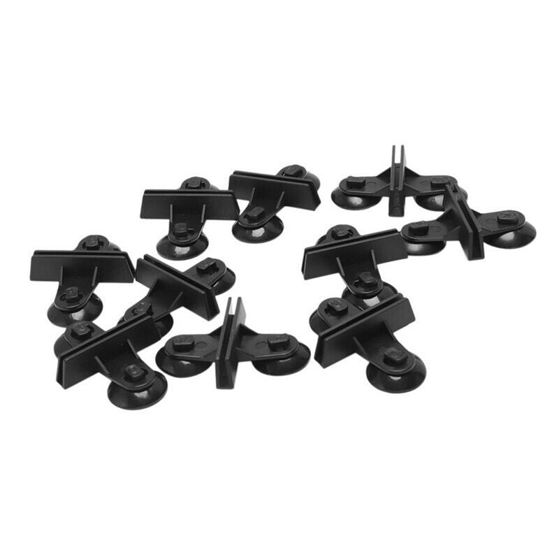 10Pcs Black Plastic Aquarium Tank Suction Cup 60mm x 5mm Glass Clips Durable