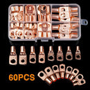 60x Copper Ring Lug Terminal Open Barrel Wire Crimp Connector Heat Shrink Tubing
