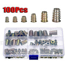 100pcs M4/M5/M6/M8/M10 Hex Drive Screws Threaded Insert Nuts Kits Wood Furniture