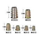 100pcs M4/M5/M6/M8/M10 Hex Drive Screws Threaded Insert Nuts Kits Wood Furniture