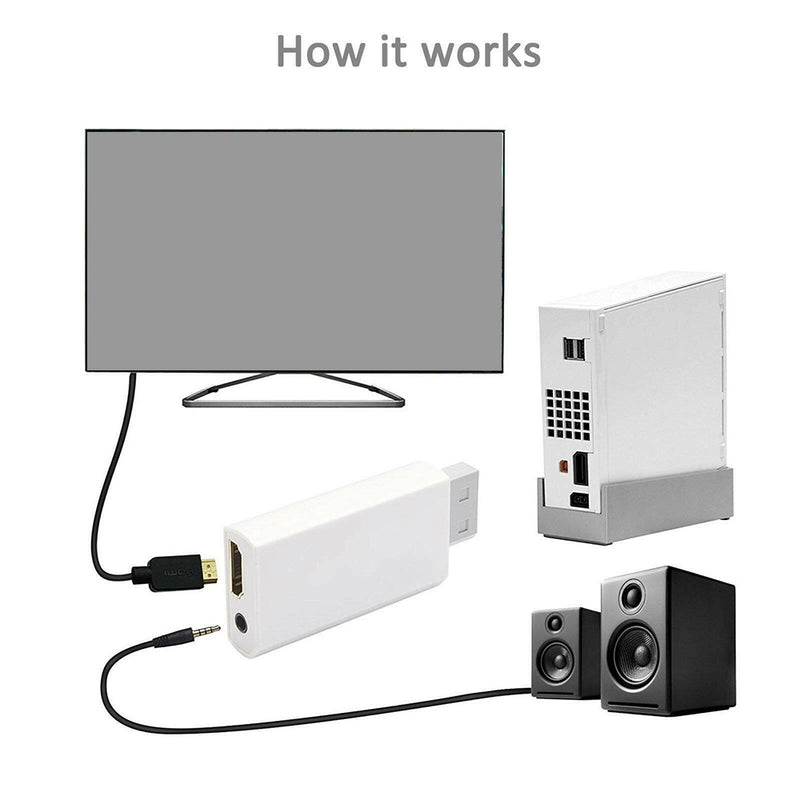 Portable Wii to HDMI Wii2HDMI Full HD Converter Audio Output Adapter TV New