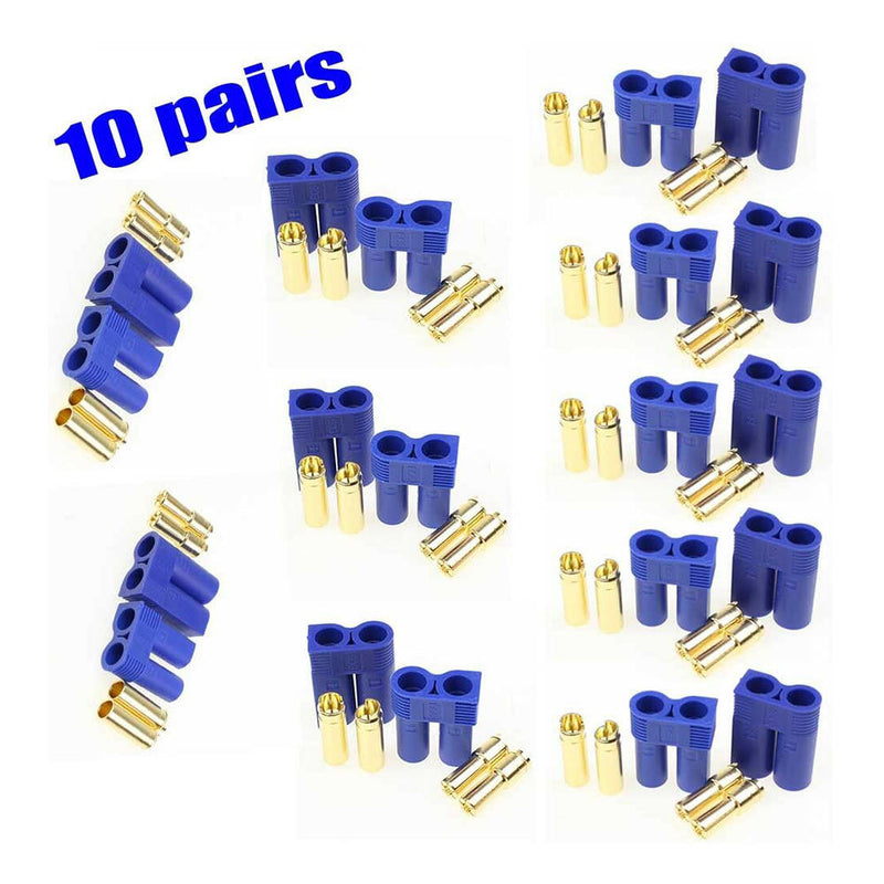 10 Pairs EC5 Battery Connector Plugs for RC Products - Bullet Banana Style Lipo