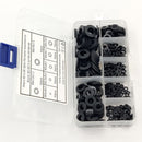 364pcs Black Nylon Flat Ring Plain Repair Washer Gasket For Metric M2~M8 w/ Box