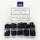 364pcs Black Nylon Flat Ring Plain Repair Washer Gasket For Metric M2~M8 w/ Box