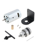 Mini Hand Drill Lathe Press 555 DC Motor 0.6-6mm Chuck + Mounting Bracket 12-36V