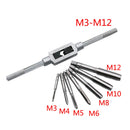 8pcs/set HSS Hardware Tap Die Set with M3-M12 Taps and 1/16'' -1/2'' Wrench