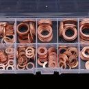 200 x M5-M14 Copper Washer Gasket Set Flat Ring Seal Assortment Kit With Box
