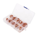 200 x M5-M14 Copper Washer Gasket Set Flat Ring Seal Assortment Kit With Box