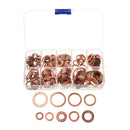 200 x M5-M14 Copper Washer Gasket Set Flat Ring Seal Assortment Kit With Box