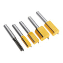 5pcs Straight Dado Router Bits Set 1/4" Shank Trimming Cutter Woodworking Kit