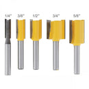 5pcs Straight Dado Router Bits Set 1/4" Shank Trimming Cutter Woodworking Kit