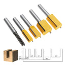5pcs Straight Dado Router Bits Set 1/4" Shank Trimming Cutter Woodworking Kit