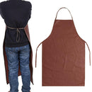 Adjustable Long Bib Chef Kitchen Liquid Resistant Apron Brown For Men Women New