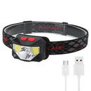 Motion Sensor XPG COB LED Headlight USB Rechargeable Head Lamp for Camping