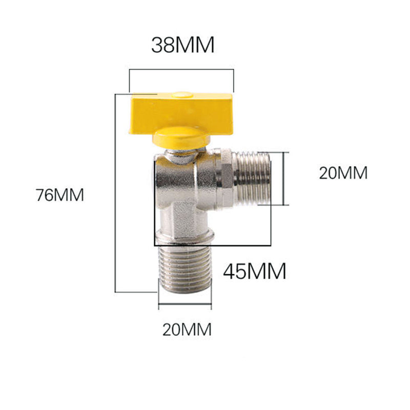 1/2'' Fixed Brass Ball Valve Gas Angle Valves Threaded Connection 1 Piece