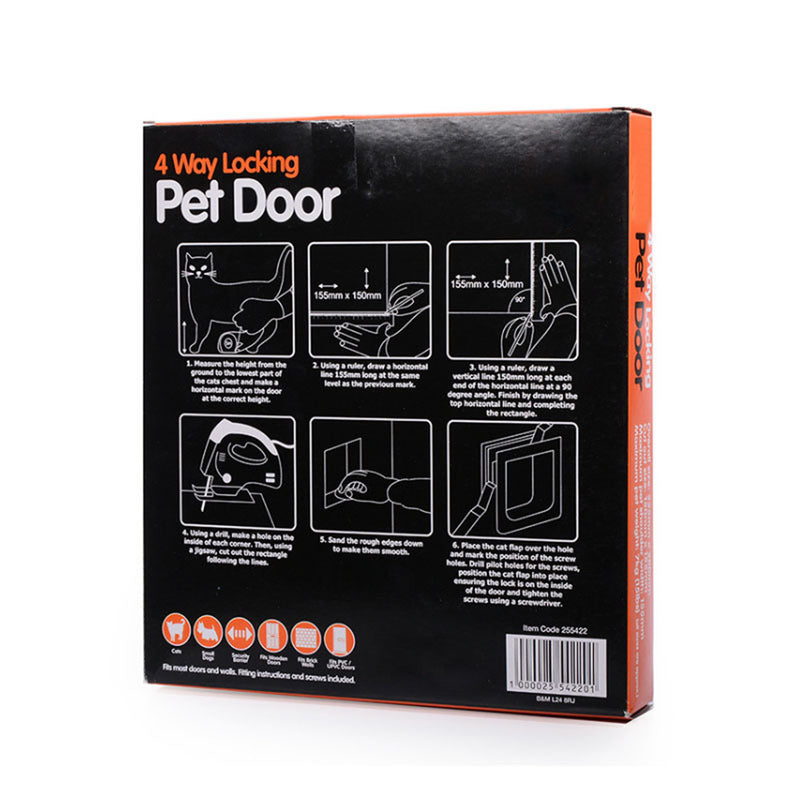 Safe 4-way Lockable Pet Cat/Dog Door Extra Large Locking Flap Frame Screen