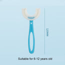 10 PCS U-shaped Children Baby Hand-held Soft Toothbrush Brushing Artifact for 6-12 Years Old, Style: Straight Handle (Blue)