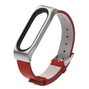 Mijobs Screwless Metal Case PU Leather Watch Band for Xiaomi Mi Band 3 & 4 & 5 & 6, Host not Included
