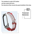 Mijobs Screwless Metal Case PU Leather Watch Band for Xiaomi Mi Band 3 & 4 & 5 & 6, Host not Included