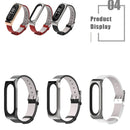 Mijobs Screwless Metal Case PU Leather Watch Band for Xiaomi Mi Band 3 & 4 & 5 & 6, Host not Included