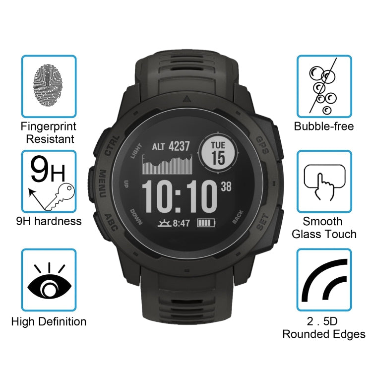 2 PCS ENKAY Hat-Prince 0.2mm 9H 2.15D Curved Edge Tempered Glass Film for Garmin Instinct Intelligent Sports Watch