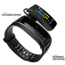 Y3 PLUS 0.96 inch Screen Display Bluetooth 4.1 Headset + Smart Bracelet, Support Pedometer / Calories Burned / Heart Rate Monitor / Call Reminder, Compatible with Android and iOS Phones(Black)