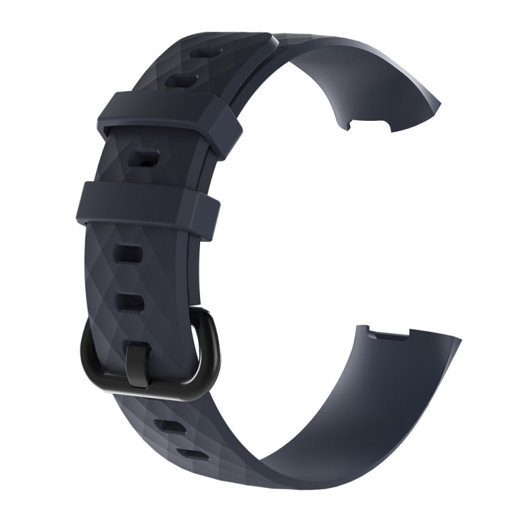 Diamond Pattern Silicone Watch Band for Fitbit Charge 3, Size: 210x18mm(Navy Blue)