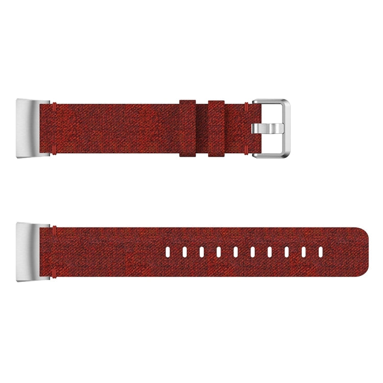 Woven Vanvas Nylon Watch Band for Fitbit Charge 3(Dark Red)