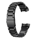 Three Beads Slingshot Buckle Solid Stainless Steel Watch Band for Fitbit Charge 3(Black)
